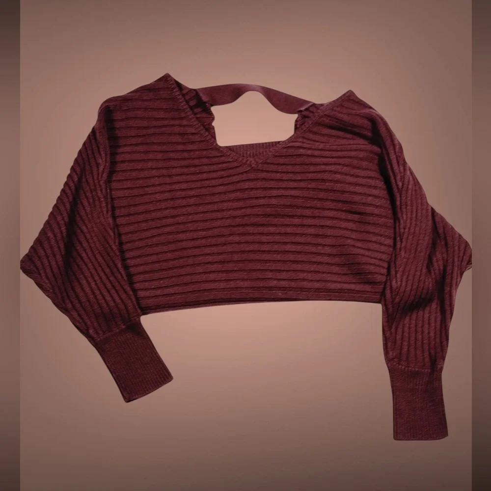 Soho New York & Company Burgundy Open Back Sweater Tunic Knit Pullover – Size M - Picture 9 of 14